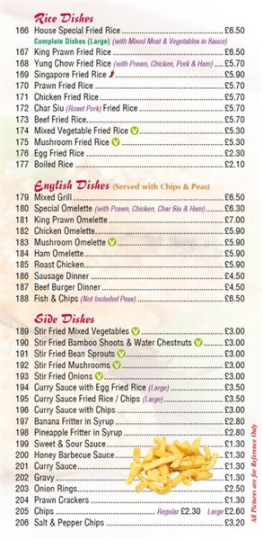 Menu of Bangor Chinese