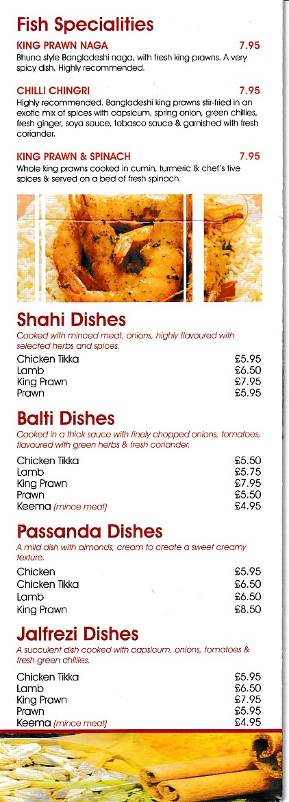 Menu of Shahin Balti and Kebab House Bangor