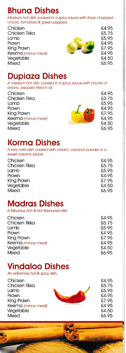 Menu of Shahin Balti and Kebab House Bangor