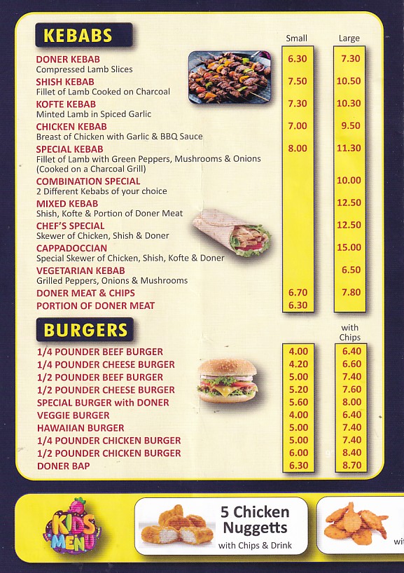 Menu 2 of Blaenau Takeaway