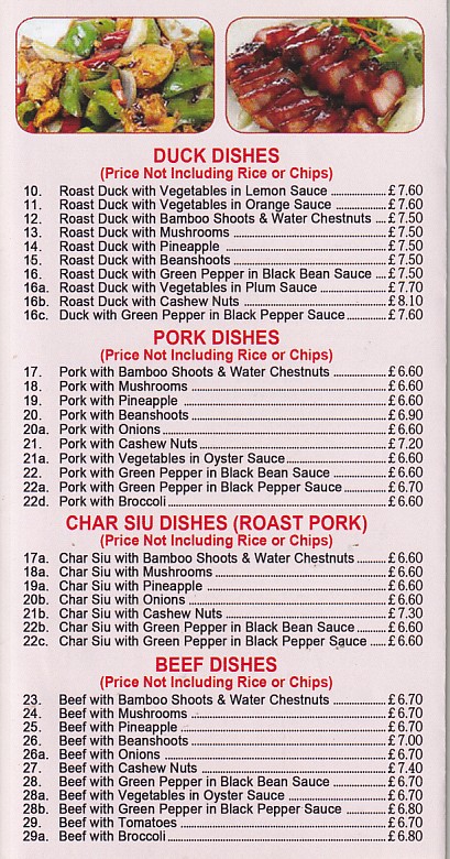 Menu of Golden Mountain Chinese takeaway Blaenau Ffestiniog