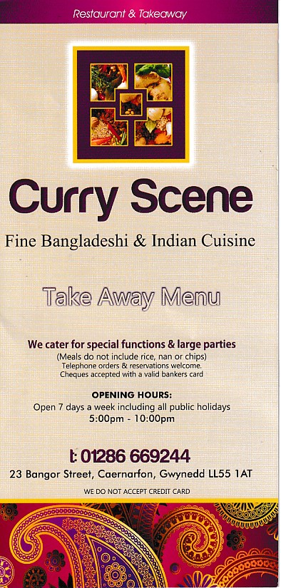 Menu of Curry Scene Indian Takeaway in Caernarfon