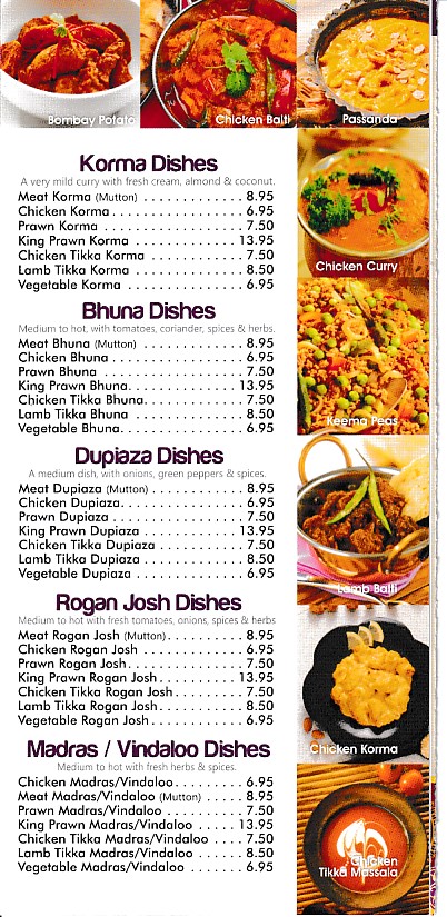 Menu of Curry Scene Indian Takeaway in Caernarfon