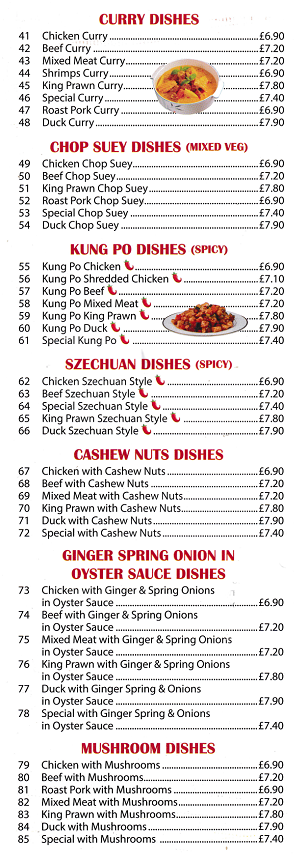 Menu of Lee's Chinese Takeaway in Caernarfon