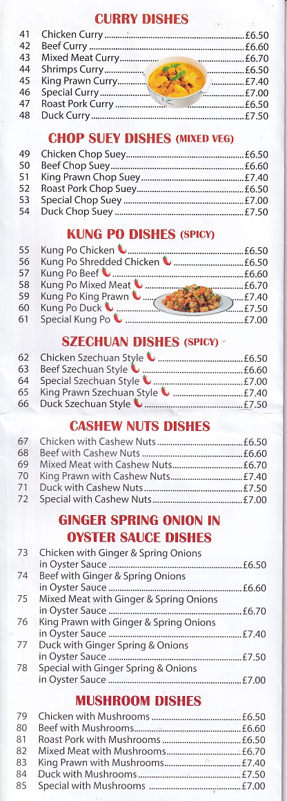 Menu of Lee's Chinese Takeaway in Caernarfon