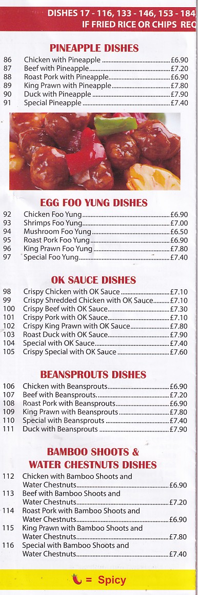 Menu of Lee's Chinese Takeaway in Caernarfon