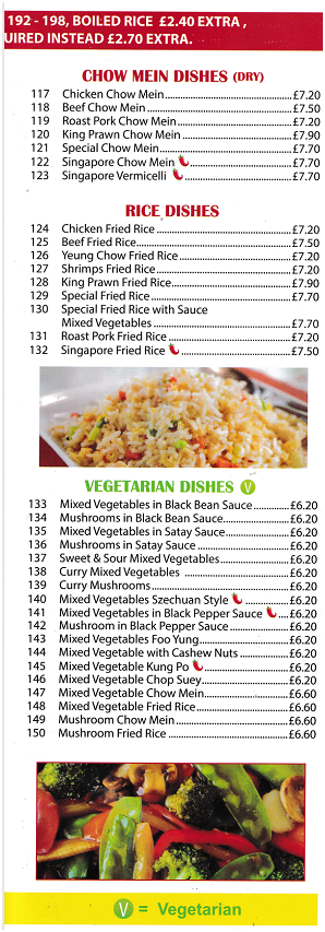 Menu of Lee's Chinese Takeaway in Caernarfon
