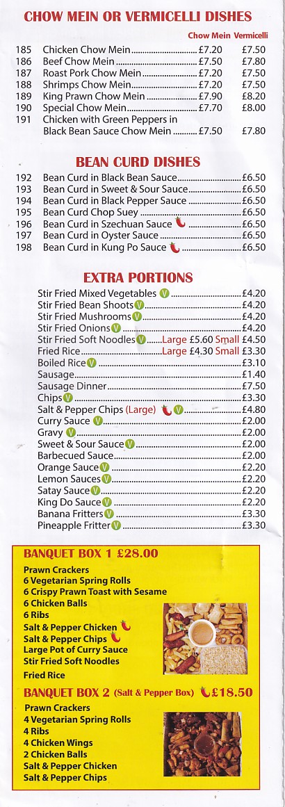 Menu of Lee's Chinese Takeaway in Caernarfon