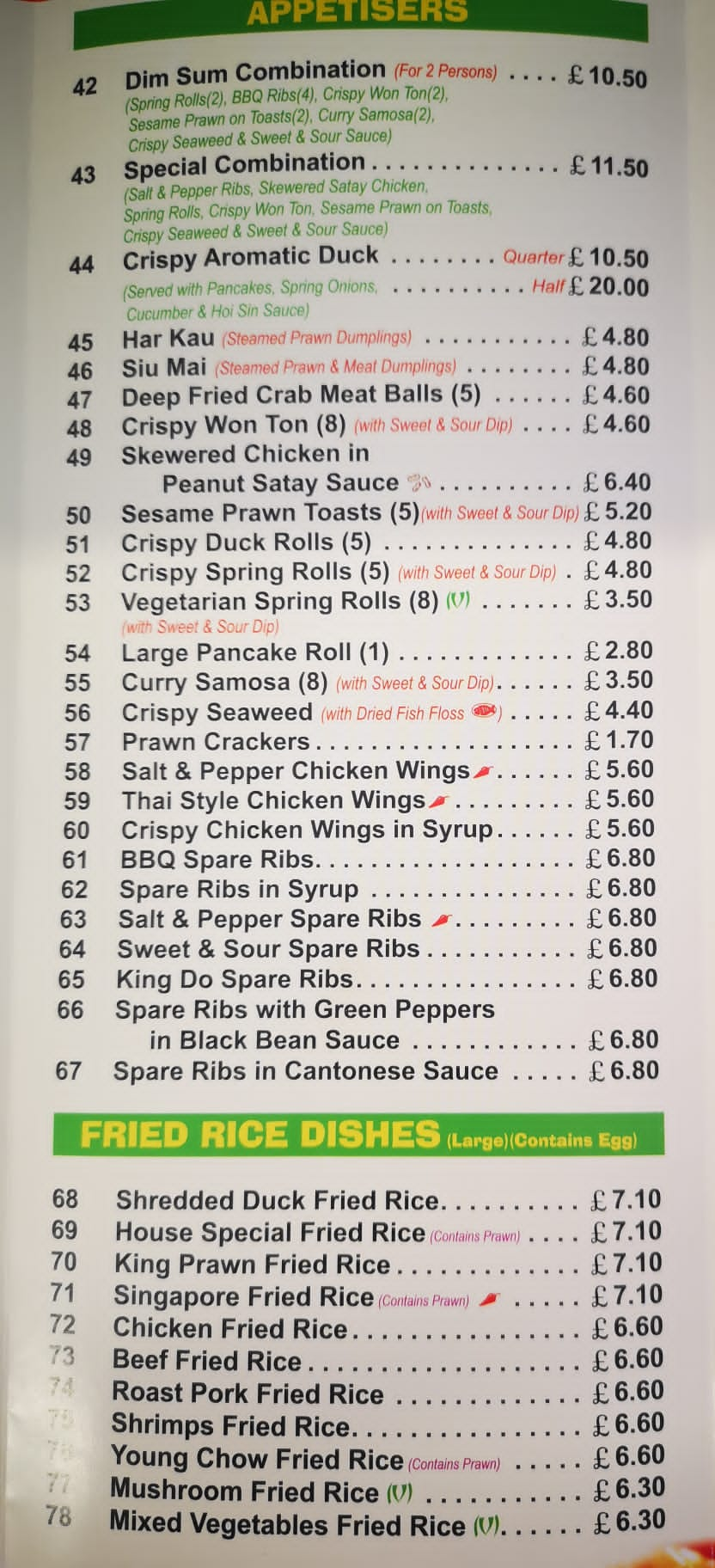 Menu of Lucky Fish Bar, Chinese takeaway in Caernarfon