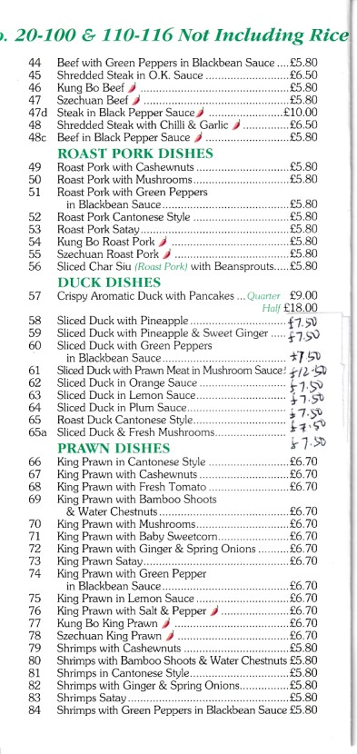 Menu of Bamboo House Chinese Takeaway, Pwllheli