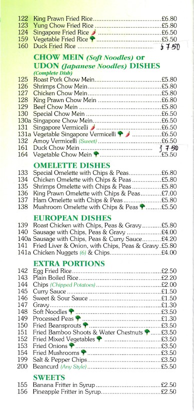 Menu of Bamboo House Chinese Takeaway, Pwllheli