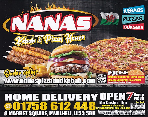 Menu of Nanas Pwllheli