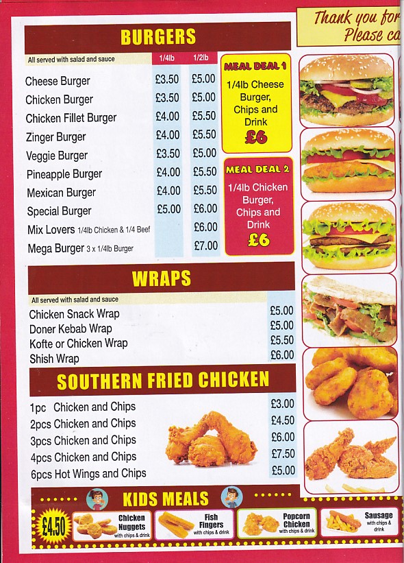 Menu of Pekish, Pizza, Kebab Takeaway, Pwllheli