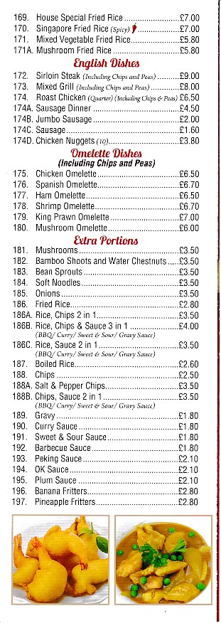 Menu of Phoenix, Chinese Takeaway in Pwllheli